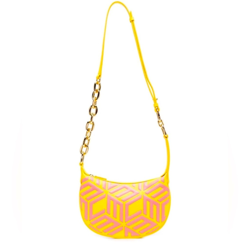 MCM Mini crescent hobo bag in Spanish nappa leather with embossed Cubic monogram